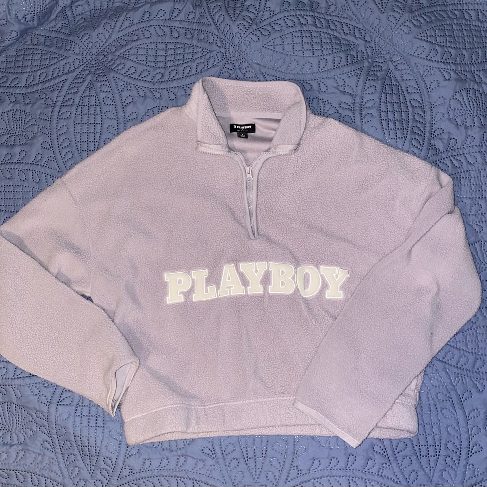 PLAYBOY by Pacsun Purple Quarter Zip Sweater with Logo